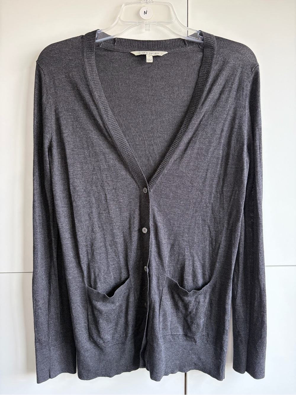 41 Hawthorn Charcoal Gray Silk Blend V-Neck Button Cardigan Size Medium